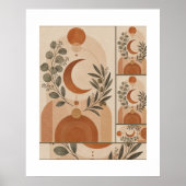 Moderne Boho Halve Maan & Olijftak Poster (Voorkant)