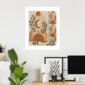 Moderne Boho Halve Maan & Olijftak Poster (Thuiskantoor)