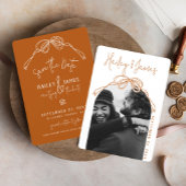 Moderne boho handgetekende boeg TERRACOTTA bruilof Save The Date