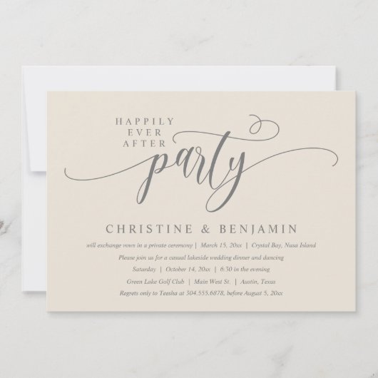 Moderne Boho Happily Ever After Ontvangstfeest Kaart (Voorkant)