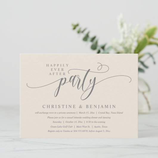 Moderne Boho Happily Ever After Ontvangstfeest Kaart (Staand voorkant)