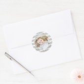 Moderne Boho Happy 1st Verjaardag Foto Ronde Sticker (Envelop)