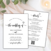 Moderne Boho Hart Kalligrafie QR Code Huwelijk Kaart