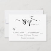 Moderne Boho Hart Kalligrafie Script Trouwen RSVP (Voorkant)