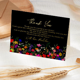 Moderne boho heldere wilde bloemen bruids bedankt folie wenskaart