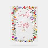 Moderne boho heldere wilde bloemen bruids teken acryl bord (Voorkant)