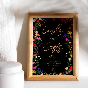 Moderne boho heldere wilde bloemen bruids teken poster