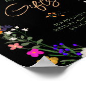 Moderne boho heldere wilde bloemen bruids teken poster (Hoek)