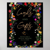 Moderne boho heldere wilde bloemen bruids teken poster (Voorkant)