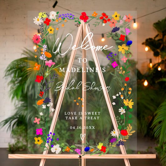 Moderne boho heldere wilde bloemen bruidswelcome acryl bord