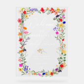 Moderne boho heldere wilde bloemen bruidswelcome acryl bord (Voorkant)