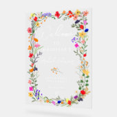 Moderne boho heldere wilde bloemen bruidswelkom acryl bord (Hoek)