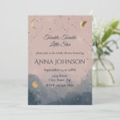 Moderne Boho Hemelse Baby Shower Uitnodiging (Staand voorkant)