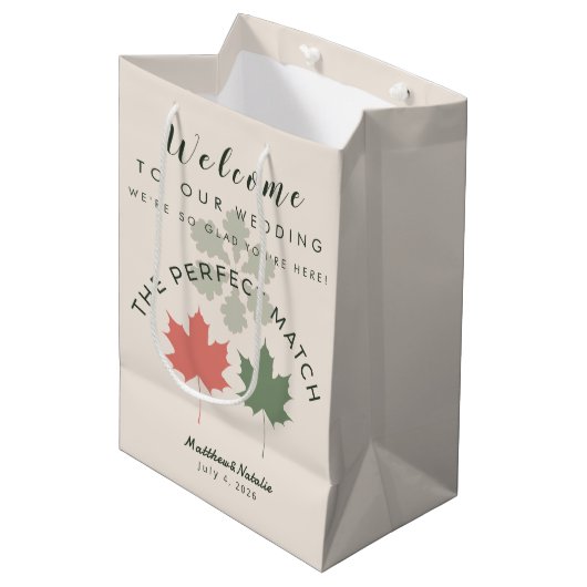 Moderne Boho Herfst Bruiloft Welkom Favor Medium Cadeauzakje (Voorkant Gekanteld)