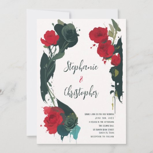 Moderne Boho huwelijksuitnodiging - Abstracte bloe Kaart (Voorkant)