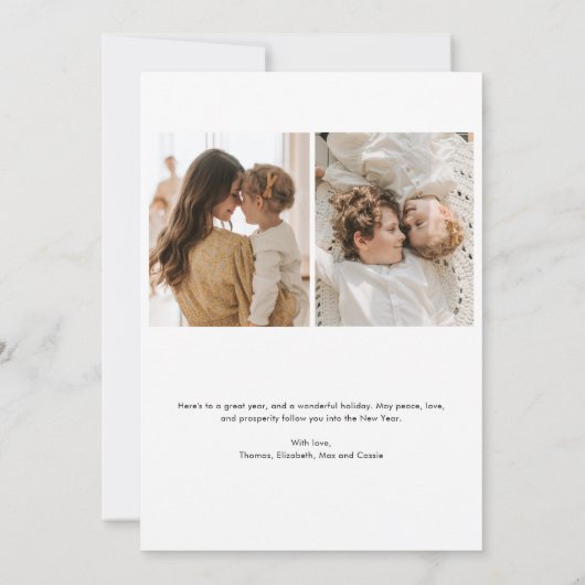 Moderne Boho Hygge Kerst Foto Vakantiekaart Kaart (Achterkant)