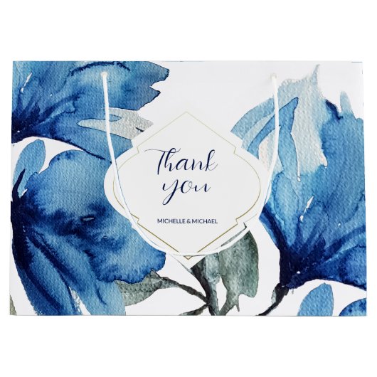 Moderne Boho Indigo Blauw gepersonaliseerd Groot Cadeauzakje (Voorkant)