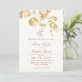 Moderne Boho ivoor & gouden trouwkaart Kaart (Staand voorkant)