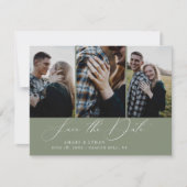 Moderne Boho kalligrafie Multi-Photo Save the Date Aankondiging (Voorkant)