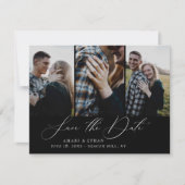 Moderne Boho kalligrafie Multi-Photo Save the Date Aankondiging (Voorkant)