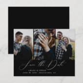 Moderne Boho kalligrafie Multi-Photo Save the Date Aankondiging (Voorkant / Achterkant)