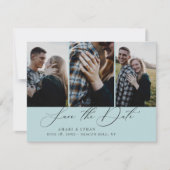 Moderne Boho kalligrafie Multi-Photo Save the Date Aankondiging (Voorkant)