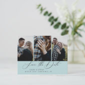Moderne Boho kalligrafie Multi-Photo Save the Date Aankondiging (Staand voorkant)