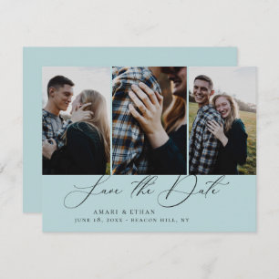 Moderne Boho kalligrafie Multi-Photo Save the Date Aankondiging