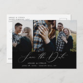 Moderne Boho kalligrafie Multi-Photo Save the Date Aankondigingskaart (Voorkant / Achterkant)