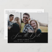 Moderne Boho kalligrafie Multi-Photo Save the Date Aankondigingskaart (Voorkant / Achterkant)