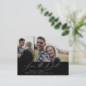 Moderne Boho kalligrafie Multi-Photo Save the Date Aankondigingskaart (Staand voorkant)