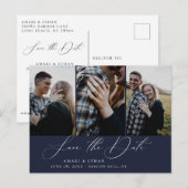 Moderne Boho kalligrafie Multi-Photo Save the Date Aankondigingskaart (Voorkant / Achterkant)