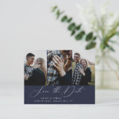Moderne Boho kalligrafie Multi-Photo Save the Date Aankondigingskaart (Staand voorkant)