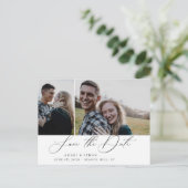Moderne Boho kalligrafie Multi-Photo Save the Date Aankondigingskaart (Staand voorkant)