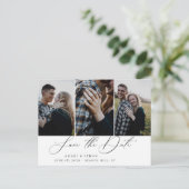 Moderne Boho kalligrafie Multi-Photo Save the Date Aankondigingskaart (Staand voorkant)