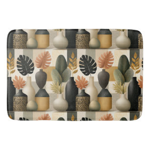 Moderne Boho Keramische Vazen en Botanische Blader Badmat