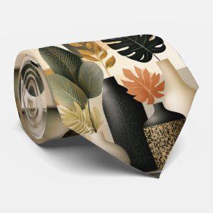 Moderne Boho Keramische Vazen en Botanische Blader Stropdas