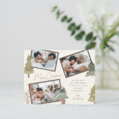 Moderne Boho Kerst 3 foto collage dennenbomen Feestdagenkaart (Staand voorkant)