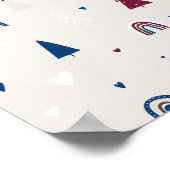 Moderne Boho Kerst Blauw & Beige Wall Art Print (Hoek)