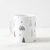 Moderne Boho Kerst Regenboog en Hart Print Koffiemok (Voorkant links)