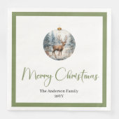 Moderne Boho Kerst Scene Botanische Diner Servet (Voorkant)