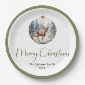 Moderne Boho Kerst Scene Botanische Dinnerbord Papieren Bordje (Voorkant)