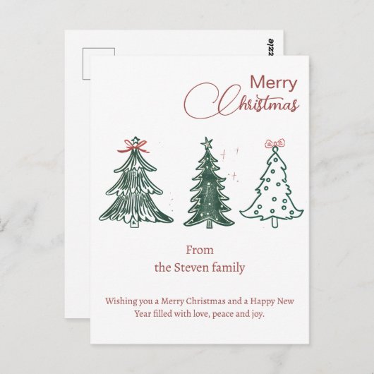 Moderne Boho Kerstbomen Decor Vakantie Briefkaart (Voorkant / Achterkant)
