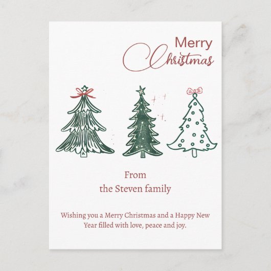 Moderne Boho Kerstbomen Decor Vakantie Briefkaart (Voorkant)