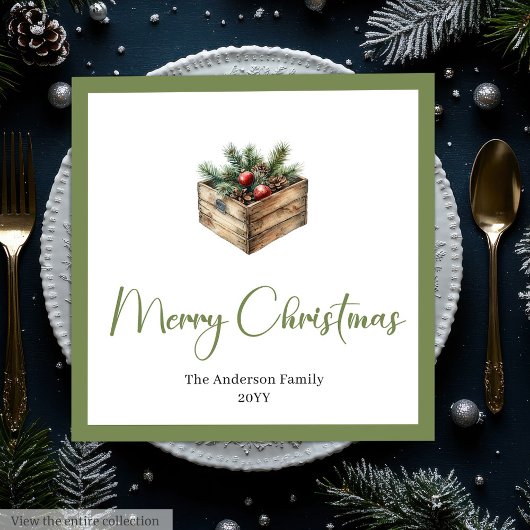 Moderne Boho Kerstboom Botanische Feestservetten Servet