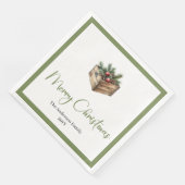 Moderne Boho Kerstboom Botanische Feestservetten Servet (Hoek)