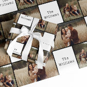 Moderne Boho Kerstmis Familie Fotocollage Cadeaupapier