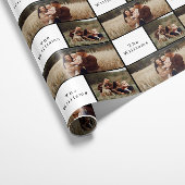 Moderne Boho Kerstmis Familie Fotocollage Cadeaupapier