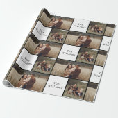 Moderne Boho Kerstmis Familie Fotocollage Cadeaupapier (Uitgerold)