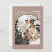 Moderne Boho Kerstmis Familie Fotocollage Feestdagenkaart (Voorkant)